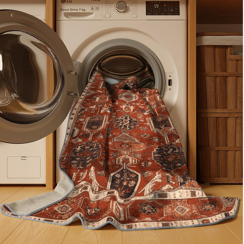 Tapis brun lavable à la machine, Rond 5 pi