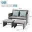 Ensemble de conversation pour causeuse d'extérieur en rotin avec repose-pieds, coussins, osier gris et coussins inclus-120436425