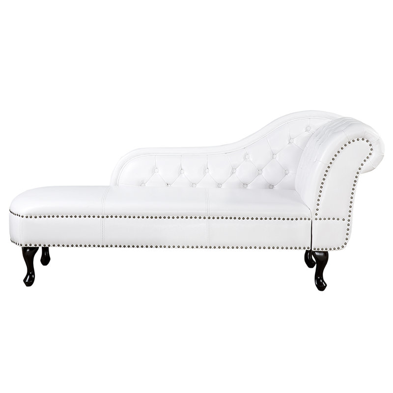 Brennon Faux Leather Chaise Lounge, White
