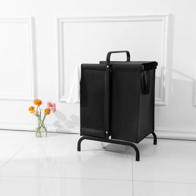 2-Tier Laundry Hamper 110L Large Oxford Clothes Basket Sorter with, Lid and Sorting Cards for Clothes & Toys Storage,Black