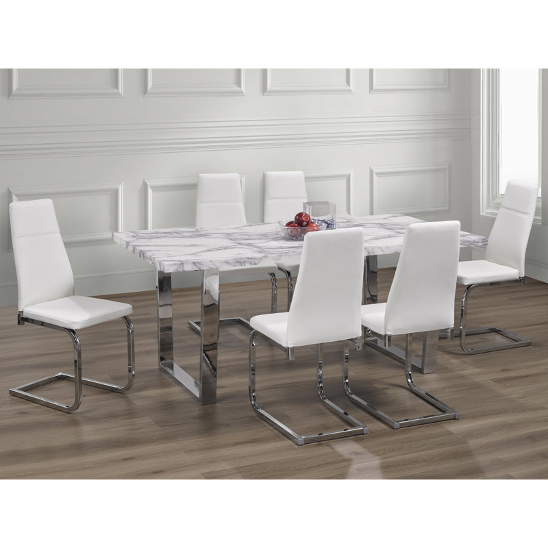 Chaise d'appoint rembourrée Frohne, Blanc, Chrome