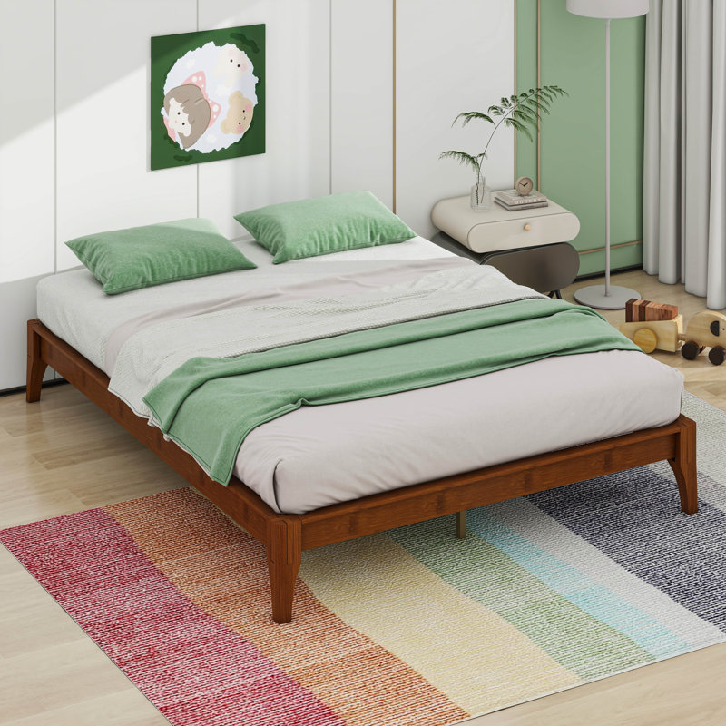  Elziabeth Solid Dry Bamboo Wood Platform Bed Frame, Full