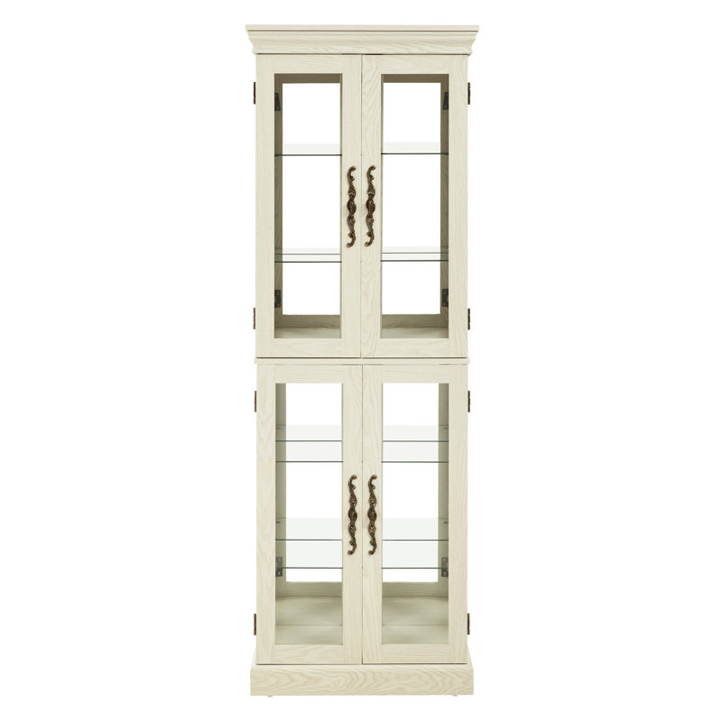 Elegant Curio Cabinet With Spacious Interior And Illuminated Features, Antique White Adjustable Lighting Hue, Antique White