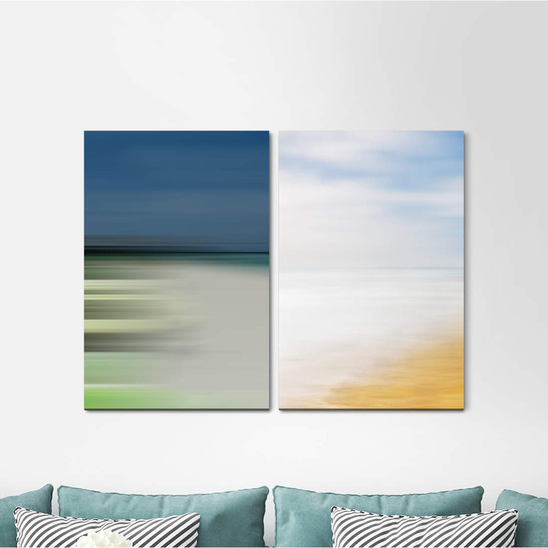 2-tlg. Leinwandbilder-Set - Grafikdruck „Abstract Sky Clouds Beach Minimal Harmonic”