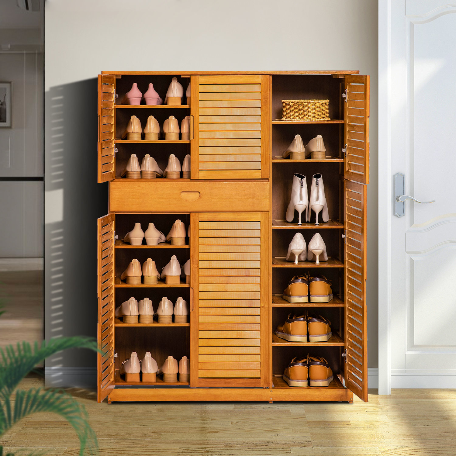 Shoe Cabinet for Entryway, 6-Tier Shoe Rack with Doors & 23