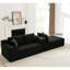 Velours côtelé noir, siège en forme de L, siège profond, sans assemblage, canapé-lit modulaire, durabilité, canapé-lit modulaire luxueux en forme de L, 4 lits pour salon, chambre à coucher, appartement, avec éponge et sommier-175336515-175336519