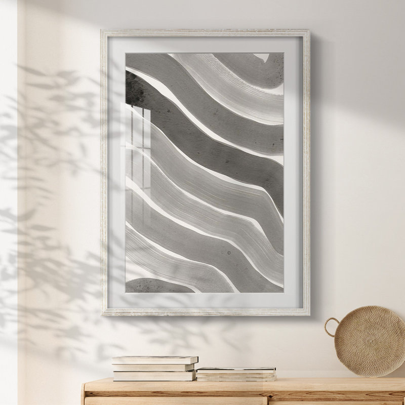 Neutral Wiggle II -Framed Print, 19.5" H x 16.5" W, White