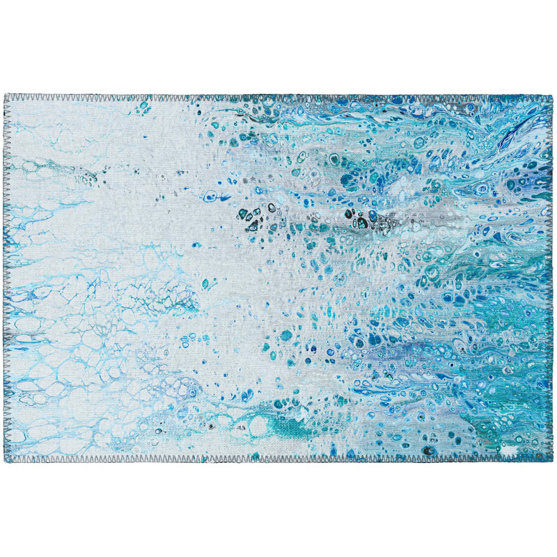 Chenille Washable Abstract Indoor / Outdoor Rug, Rectangle 1'8" x 2'6"