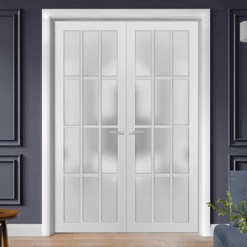 SARTODOORS Felicia Frosted Glass Wood Felicia French Doors & Reviews ...