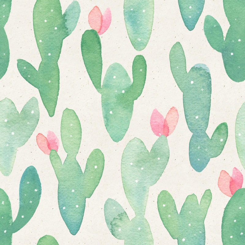Rouleau de papier peint adhésif cactus, Multicolore, L 10,42 po x l 25 po