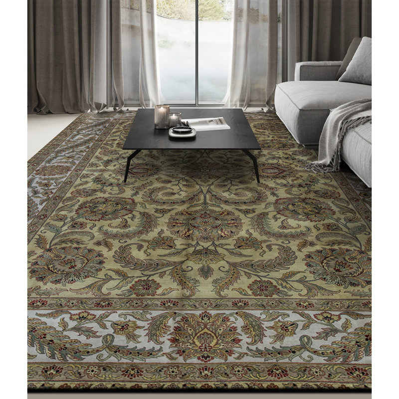 Tapis gris de haute qualité noué à la main