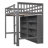 Twin Size Loft Bed with 8 Open Storage Shelves, Built-in Ladder, and Comprehensive Guardrails, Antique Grey