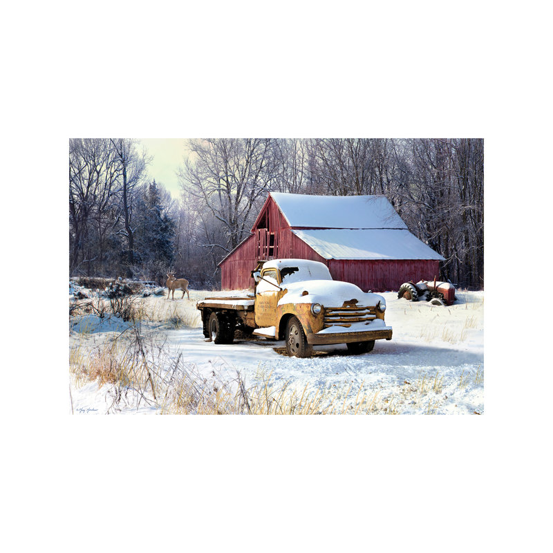 Winter Truck - Print on Canvas, 66.04 cm H x 45.72 cm W x 1.91 cm D, Wrapped Canvas