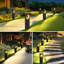 Éclairage solaire extérieur, éclairage de sentier lumineux extérieur, imperméable à l'eau Ip65, paysage en forme de lune amélioré, marche / arrêt automatique pour l'allée du jardin extérieur, blanc chaud