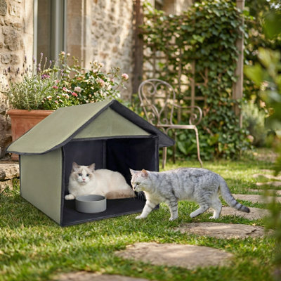 Outdoor Cat Feeding Station & Stray Cat Shelter, Waterproof, Protects Food and Water, for Cats, Birds, Rabbits & Small Dogs