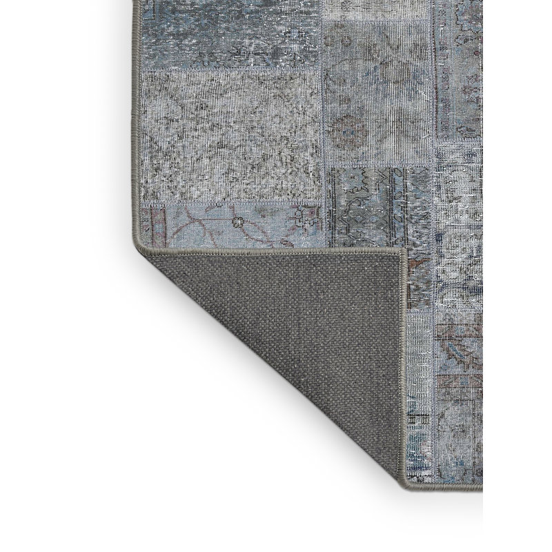 Tapis en laine gris / bleu, Rectangle 5 pi x 7 pi