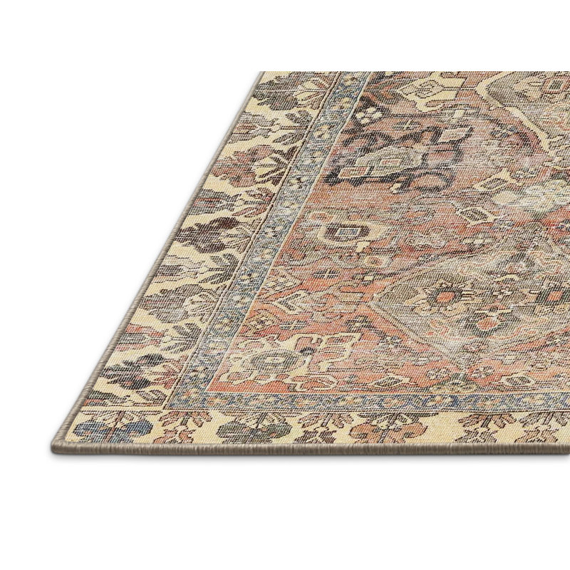 Tapis rose/bleu/orange traditionnel Doimo, Rectangle 4 pi x 6 pi