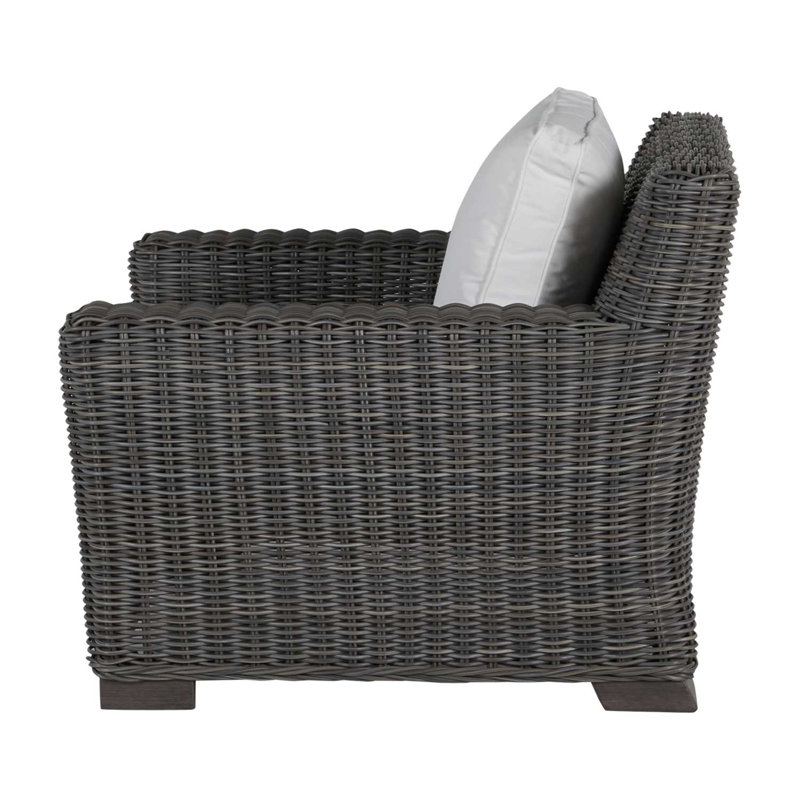 Rustic Woven Lounge Chair, Rollo Lace, Slate Gray, No Welt