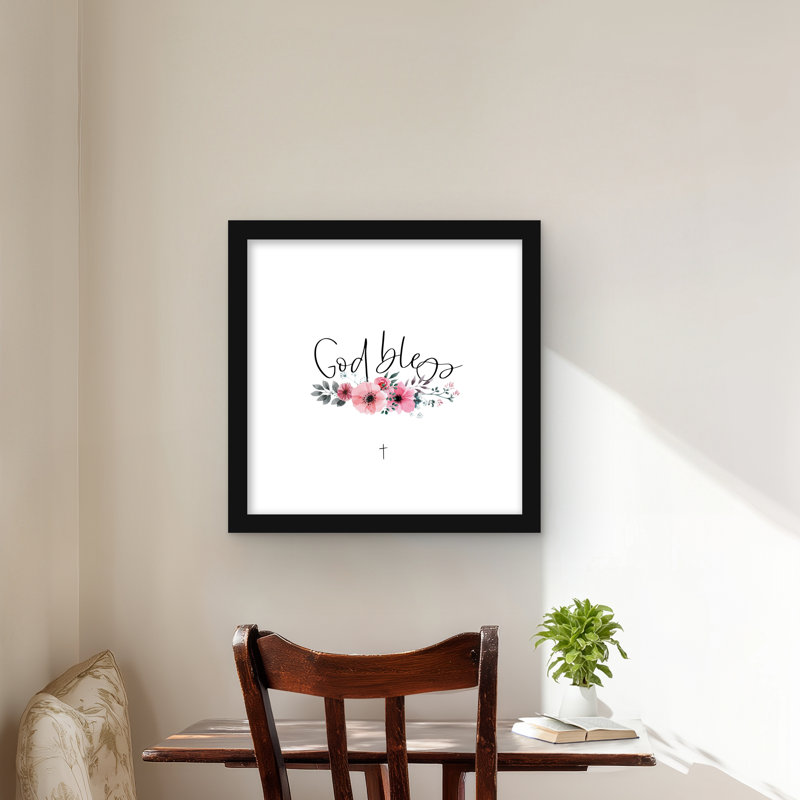 «God Bless - Motivational Spiritual», reproduction encadrée Décoration intérieure, H 16 po x l 16 po