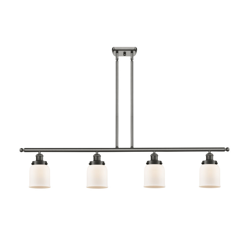 Luminaire suspendu pour îlot de cuisine 4 lumières Clara, Blanc mat, Bronze huilé, DEL