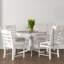 Table de salle à manger extensible ronde en bois blanc antique avec 5 chaises et 4 chaises rembourrées