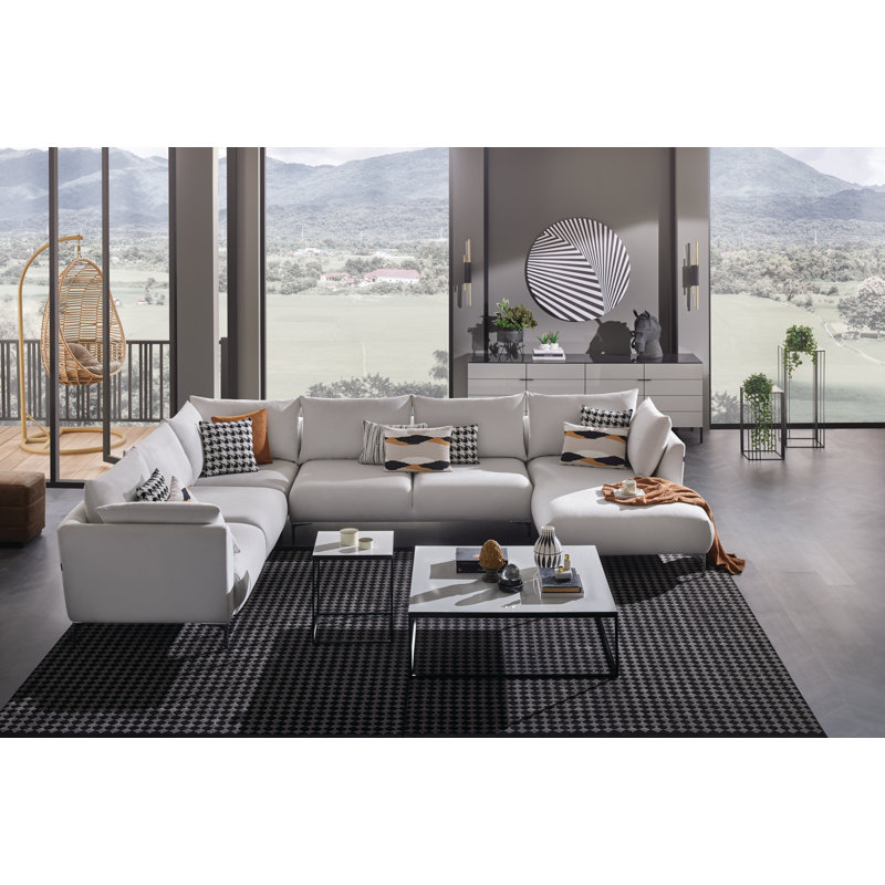 Canapé modulaire symétrique 68,11 po Dianalaura, 100 % polyester blanc