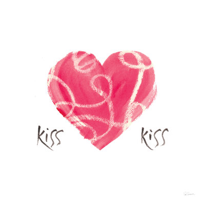 «Kiss Kiss» par Sue Schlabach, art textuel sur toile tendue