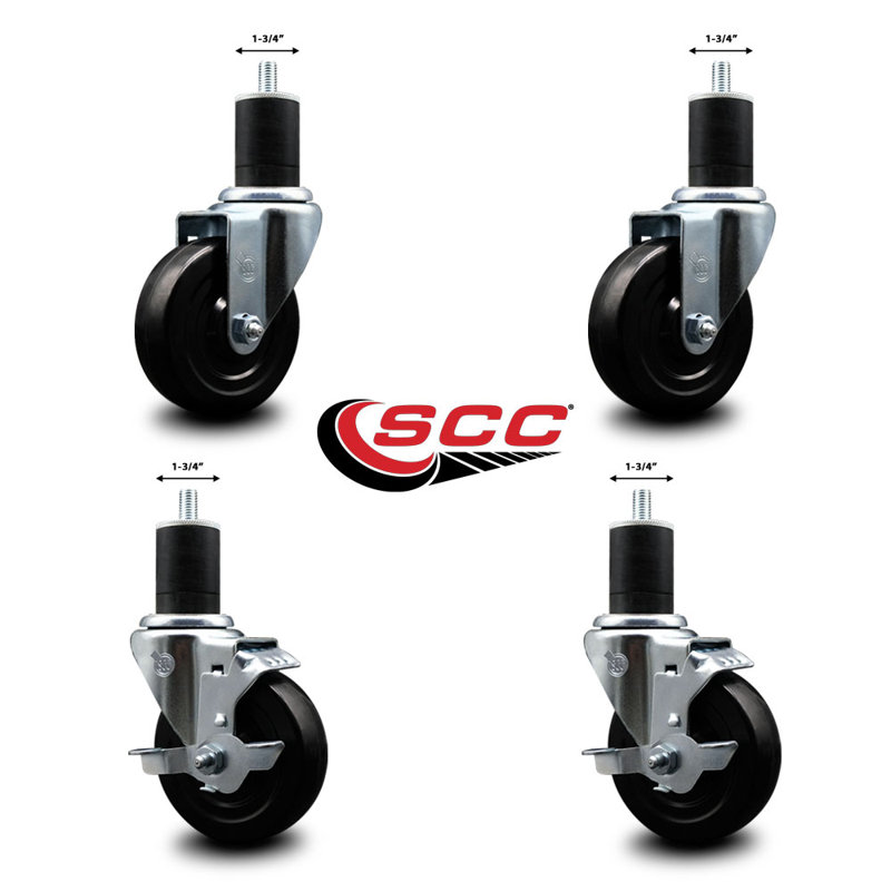 Ensemble de roulettes extensibles en caoutchouc souple 2 roues SCC TLB 4 po x 1-3 / 4 po