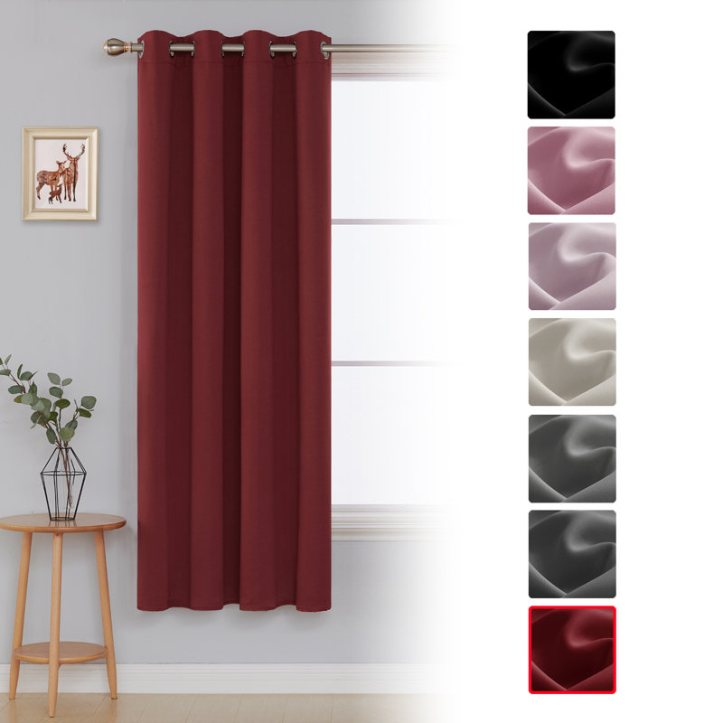Blackout Curtain Single Panel, Width 168 x Drop 183 cm, Red