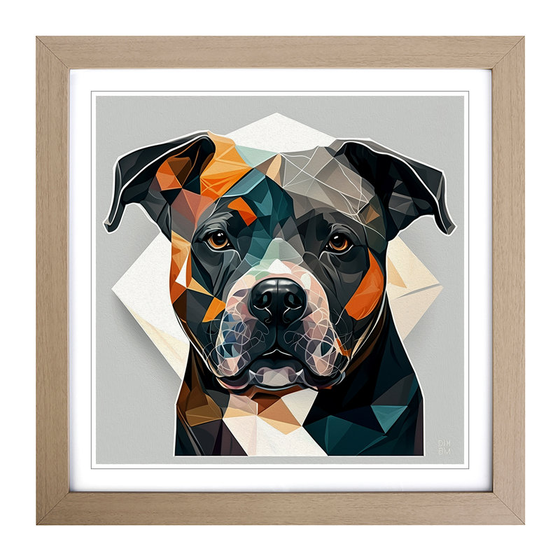 Staffordshire Bull Terrier Bauhaus - Single Picture Frame Print on Wood