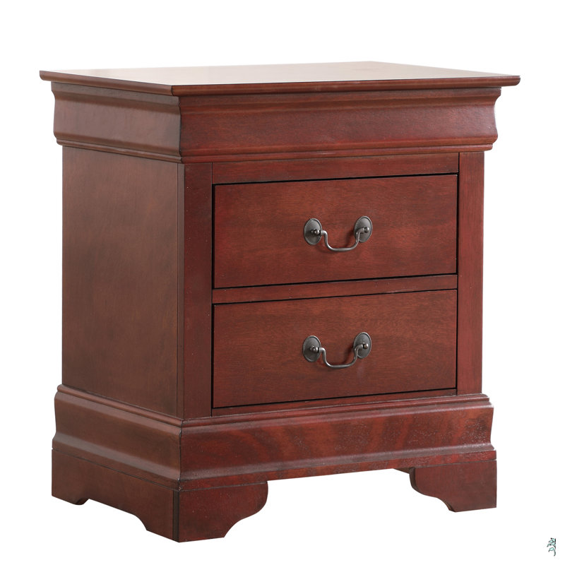Table de chevet avec 2 tiroirs, Cerisier