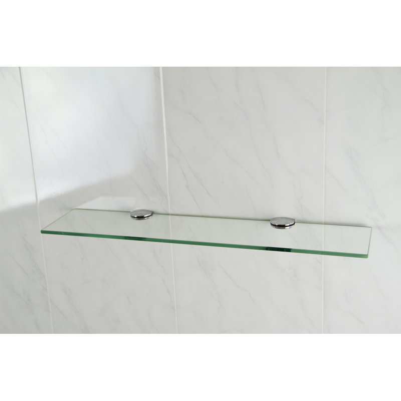Fanniemae Glass Floating Shelf with Adjustable Shelves, Clear, 0.6cm H x 50cm W x 10cm D