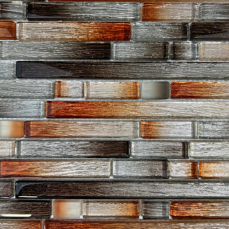 Kirshe 12" x 12" Random Sized Glass Linear Mosaic Wall Tile, Red