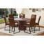 Ensemble de chaises de salle à manger rembourrées en polyuréthane 6 pièces avec table à colonnes romaine ronde, rangement inclus, convient aux restaurants / cafés, brun-946061781