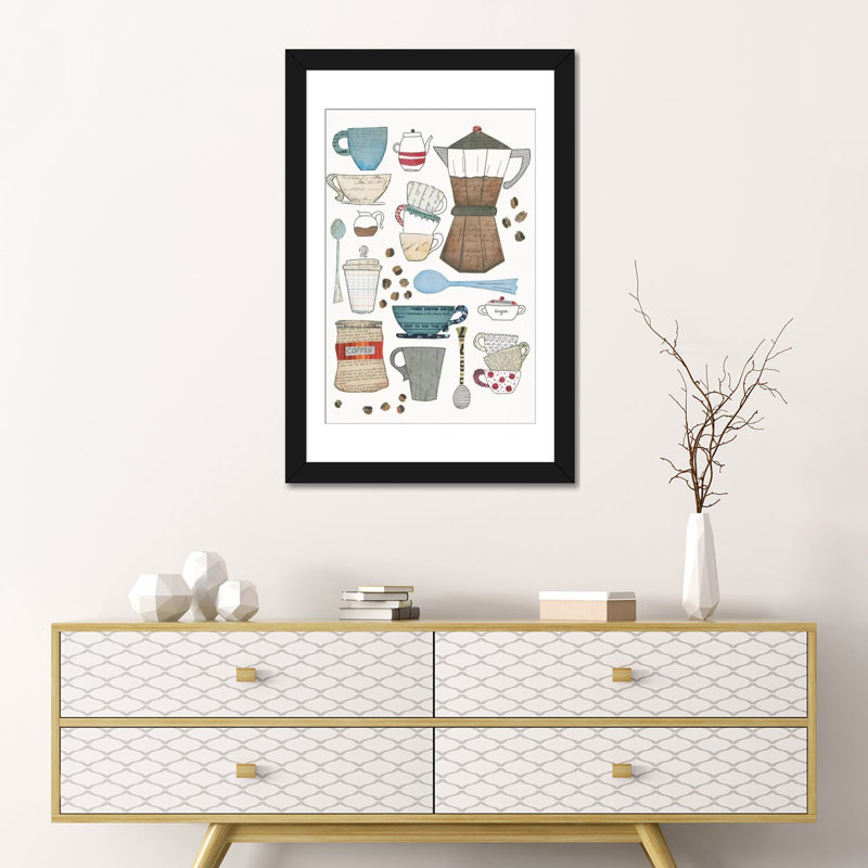 «Coffee Chart I», impression sur toile, H 24 po x l 16 po x P 1 po, Papier avec cadre noir, Blanc