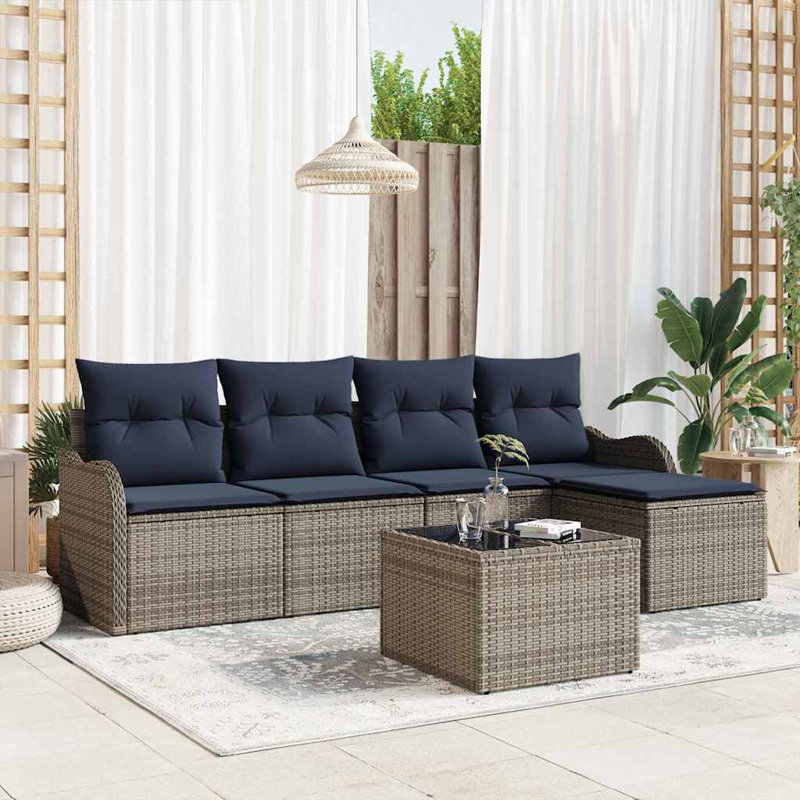 Ensemble de canapé de jardin vidaXL, Coussin bleu marine / structure grise