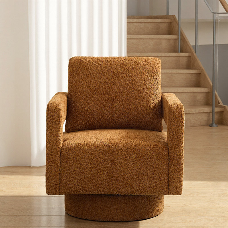 Fauteuil d'appoint pivotant moderne avec rotation à 360 ° - caramel, Caramel