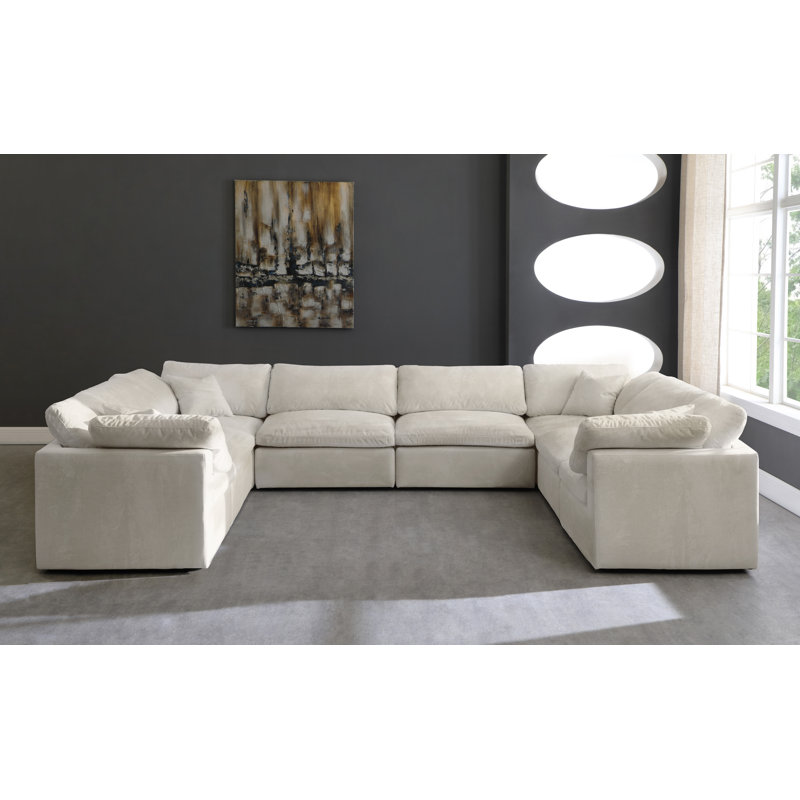 Canapé modulaire réversible en velours Cozy, Velours crème