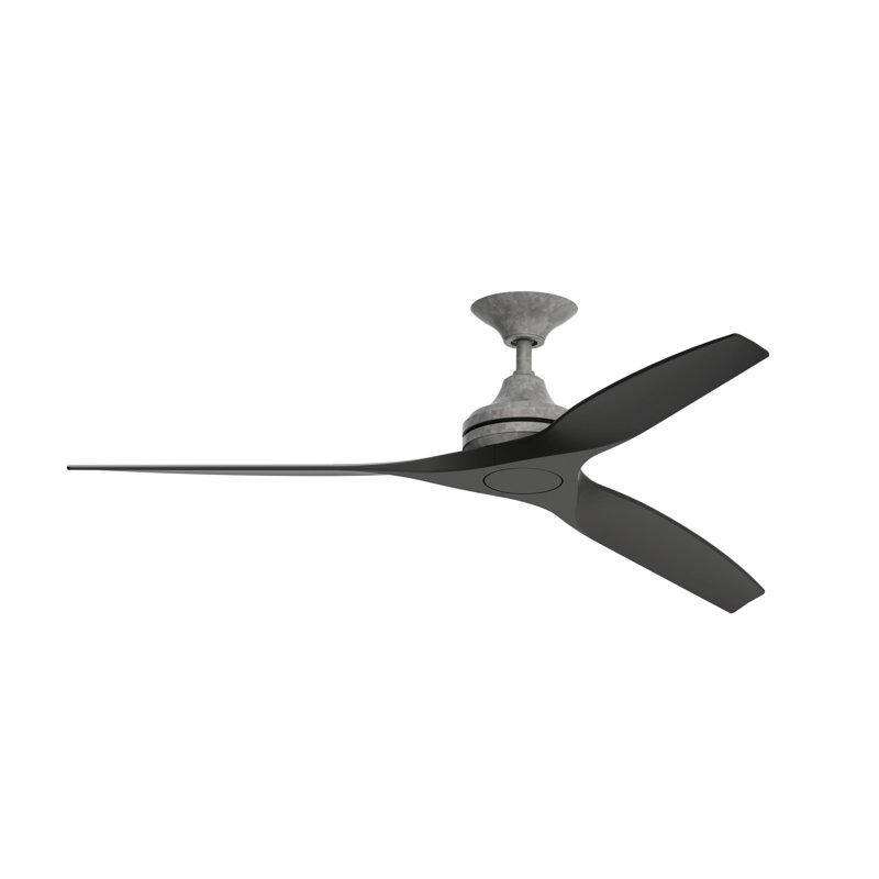 Spitfire 60 inch Indoor/Outdoor Ceiling Fan - Galvanized with Black Blades, Black, Galvanized