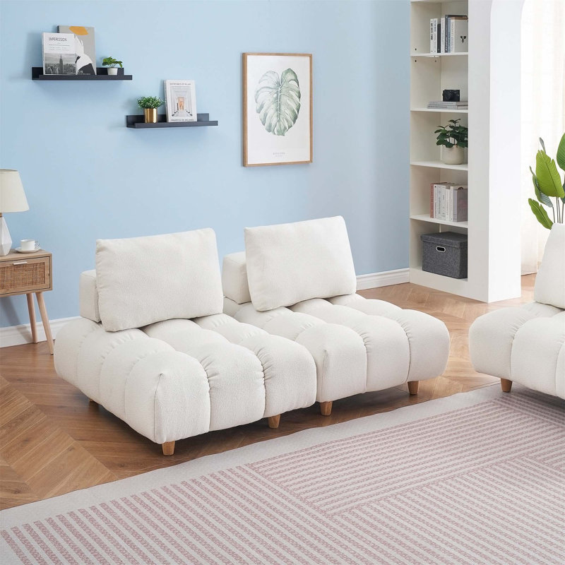 Grand canapé rembourré, Beige, 2, H 29,5 po x l 60 po x P 40,2 po