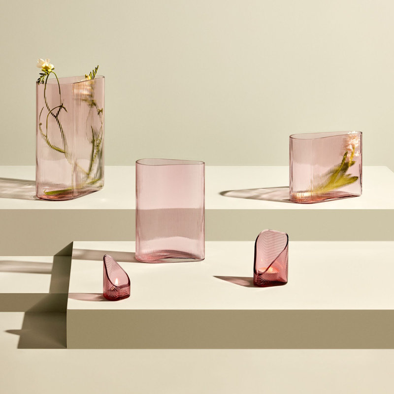 Mist Handmade Lead Free Crystal Table Vase, 11.43" H x 8" W x 4.33" D