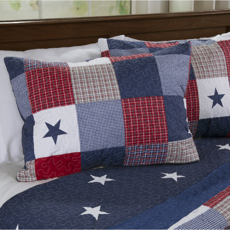 Plymouth Home 3-Piece Caroline Patriotic Quilt Set - Americana Stars ...