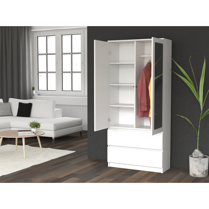 Sherian 2 Door Manufactured Wood Wardrobe, White