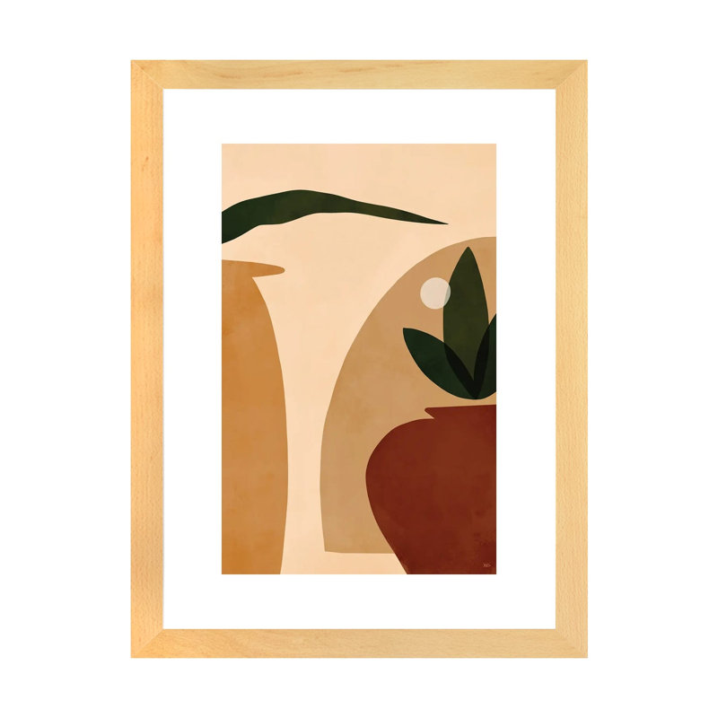 Ocre par Brie Nicole-impression d’art graphique, Blanc, H 24 po x l 16 po x P 1 po, Toile avec cadre en bois beige