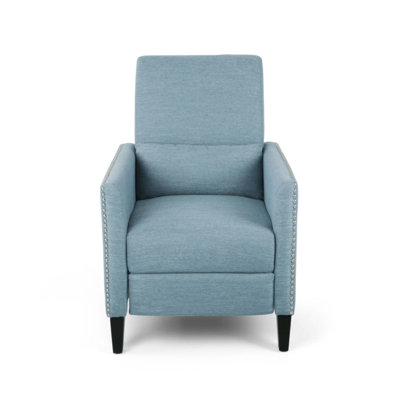 Sleek Push-Back Recliner with Nailhead Accents and Birch Wood Legs for Modern Comfort and Style by Latitude Run