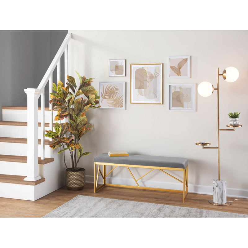 Fayette Velvet Bench, Gray