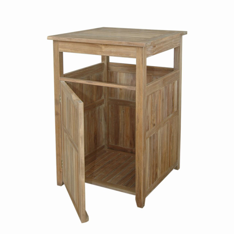 Anderson Gray Teak Large Outdoor Trash Bin