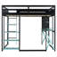 Lit mezzanine double avec bureau éclairé, tablettes de rangement et prise de courant-1067987801