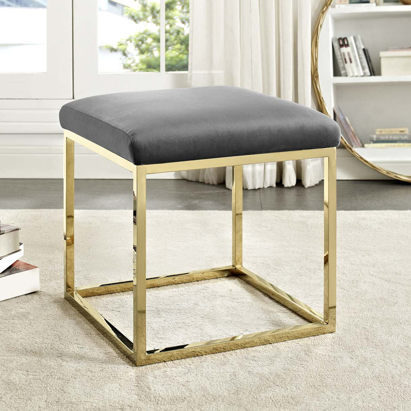 Modway Anticipate Ottoman, Polyester Blend/Velvet Gold/Gray