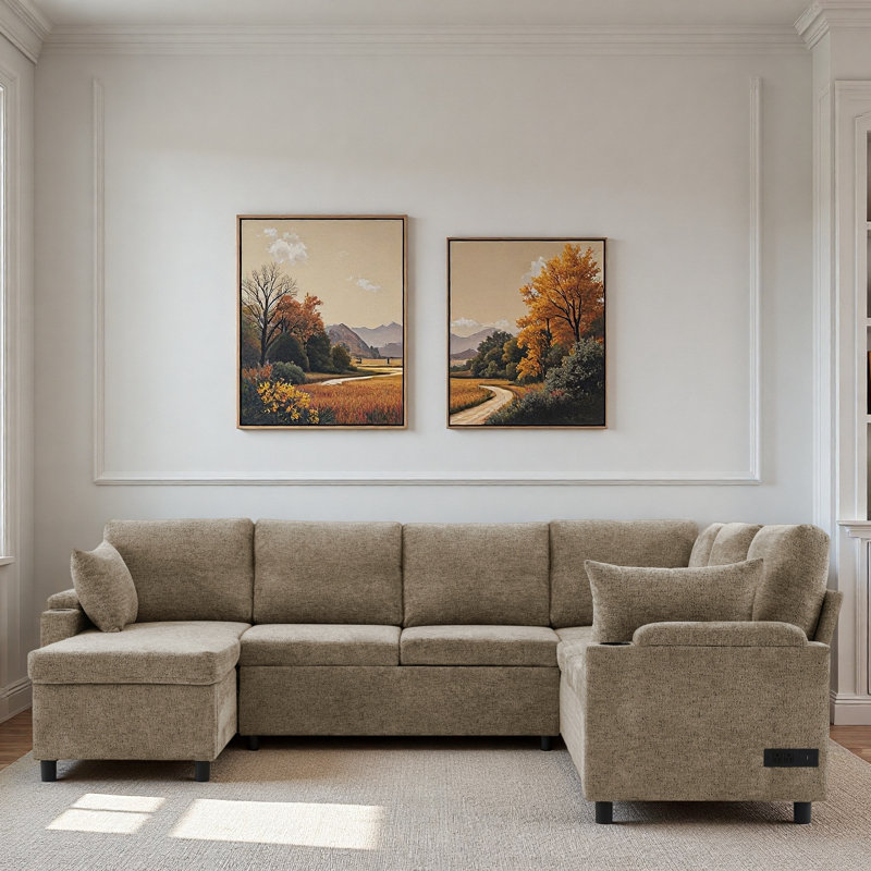 Modular Sectional Sofa With Two Movable Ottomans